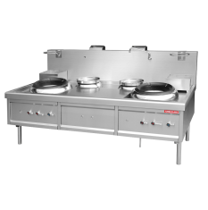 TURBOFLAME Gas Wok Range 2 Ring with 2 Rear Pot TF-S-2W/2RP
